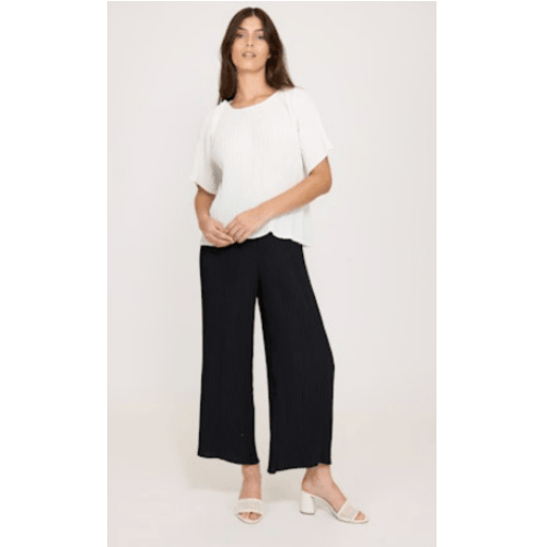 Pistache Pleated Plissé Pant at Helen Ainson