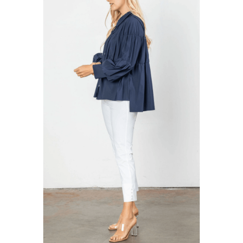 IC Collection Shirred Sleeve Zip-Up Blouson Jacket at Helen Ainson