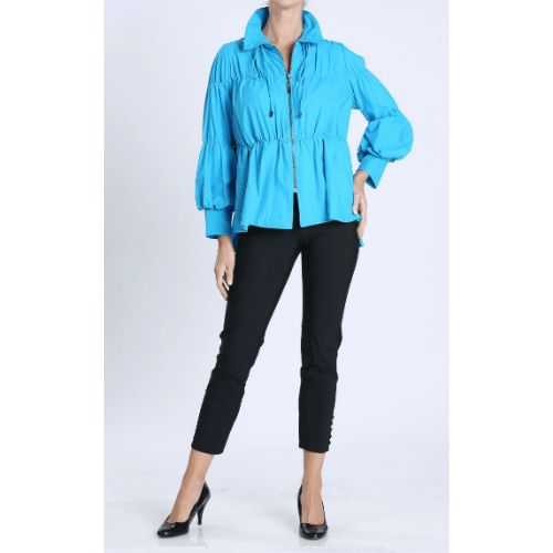 IC Collection Shirred Sleeve Zip-Up Blouson Jacket at Helen Ainson