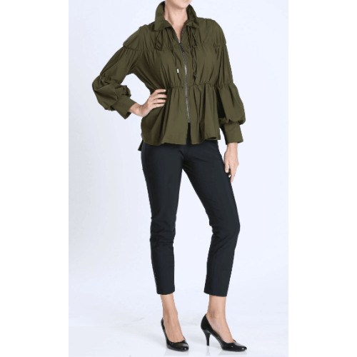 IC Collection Shirred Sleeve Zip-Up Blouson Jacket at Helen Ainson