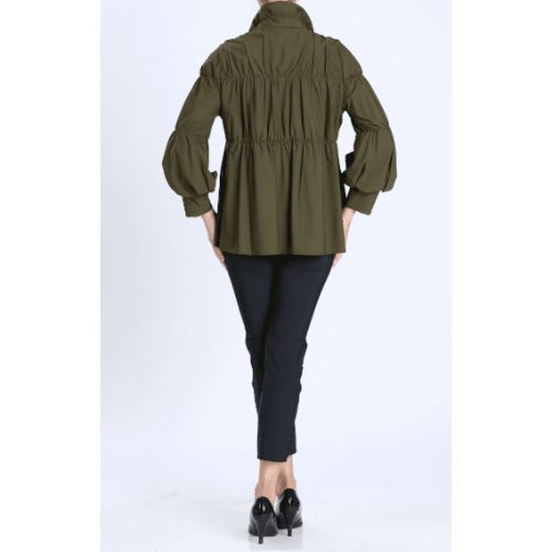 IC Collection Shirred Sleeve Zip-Up Blouson Jacket at Helen Ainson