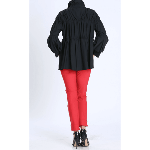 IC Collection Shirred Sleeve Zip-Up Blouson Jacket at Helen Ainson