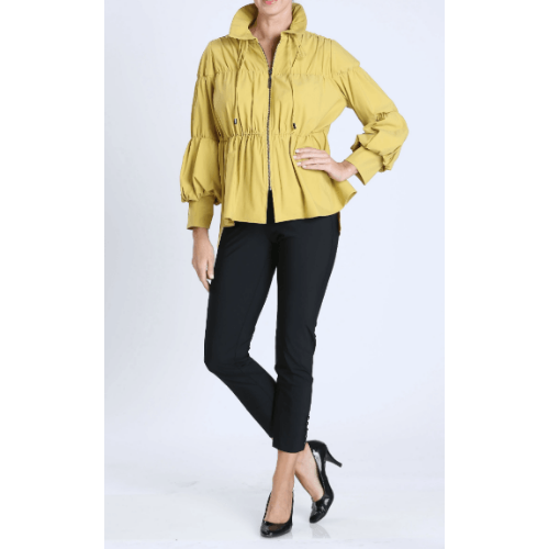 IC Collection Shirred Sleeve Zip-Up Blouson Jacket at Helen Ainson