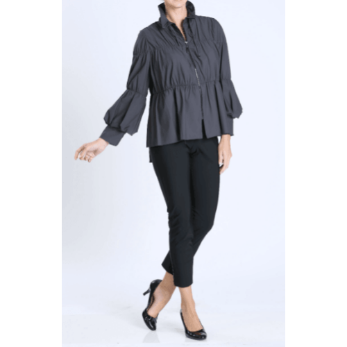 IC Collection Shirred Sleeve Zip-Up Blouson Jacket at Helen Ainson
