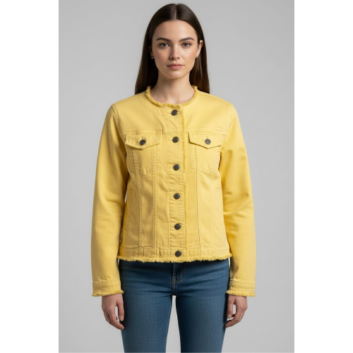 APNY Collarless Frayed Edge Denim Jacket at Helen Ainson