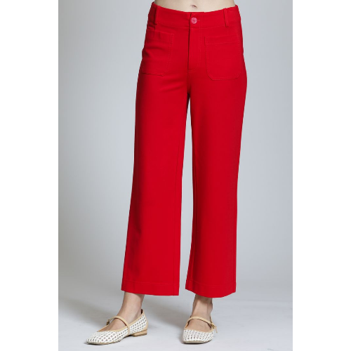 APNY Ponte Cropped Wide Leg Pant with Patch Pockets at Helen Ainson