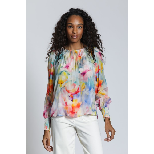 APNY Floral Pullover Top with Smocked Cuffs at Helen Ainson