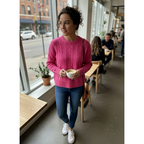 Alashan Cashmere L2383-9503 Relaxed Cable Crewneck Sweater at Helen Ainson