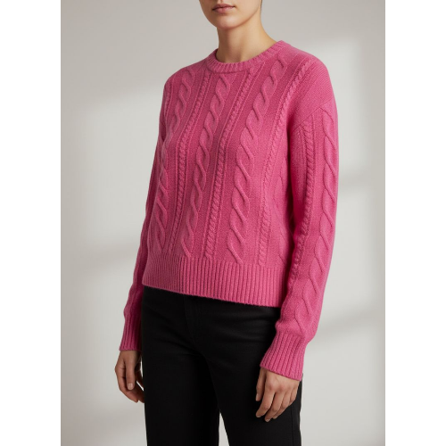 Alashan Cashmere L2383-9503 Relaxed Cable Crewneck Sweater at Helen Ainson
