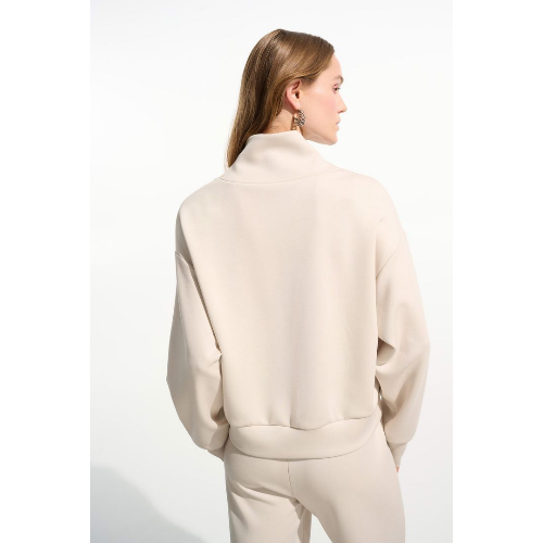 Joseph Ribkoff Scuba Jersey Boxy Sweatshirt With High Collar and Front Zipper at Helen Ainson