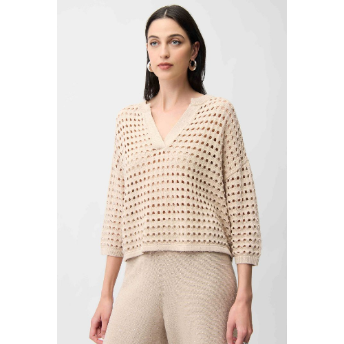 Joseph Ribkoff Cotton Blend Open Stitch Boxy Sweater at Helen Ainson