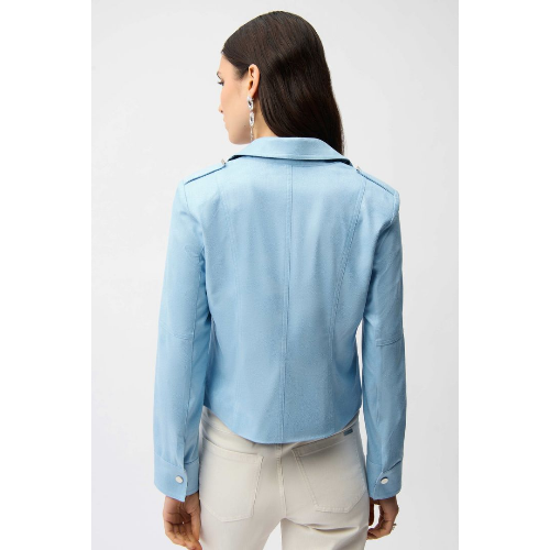 Joseph Ribkoff Foiled Faux Suede Fitted Jacket with Decorative Buckles at Helen Ainson