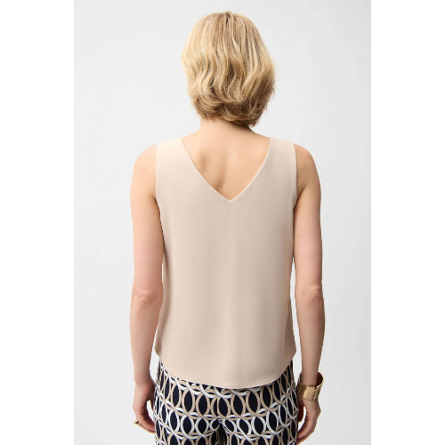 Joseph Ribkoff Woven Twill Sleeveless Straight Top With V-neckline at Helen Ainson