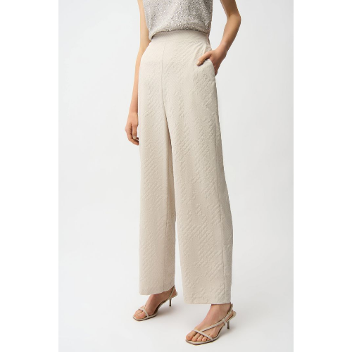 Joseph Ribkoff Jacquard Geometrical Texture Wide Leg Pull-On Pants at Helen Ainson