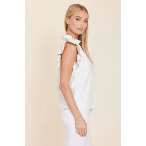Dolce Cabo Faux Leather Flutter Sleeve Top at Helen Ainson