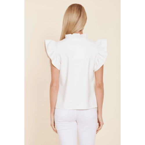 Dolce Cabo Faux Leather Flutter Sleeve Top at Helen Ainson