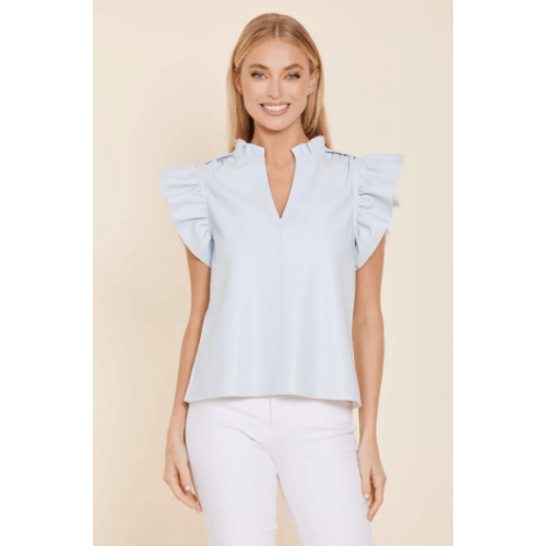 Dolce Cabo Faux Leather Flutter Sleeve Top at Helen Ainson