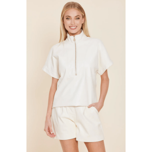 Dolce Cabo Faux Leather Zip Up Top at Helen Ainson