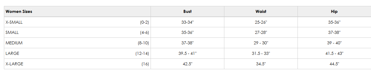 ALASHAN CASHMERE SIZE CHART