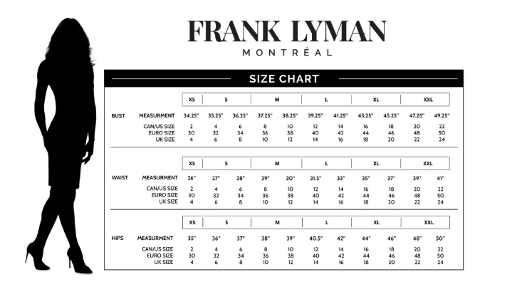 Frank Lyman Size chart