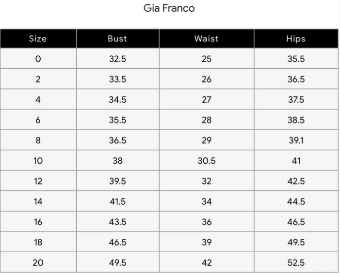 Gia Franco and feraini size