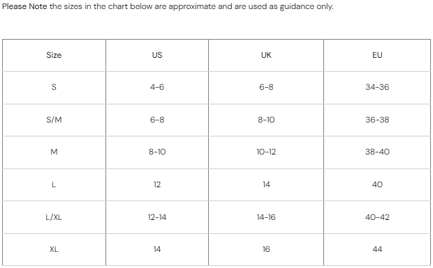 Pistache size chart