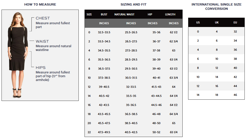 Teri Jon Size chart