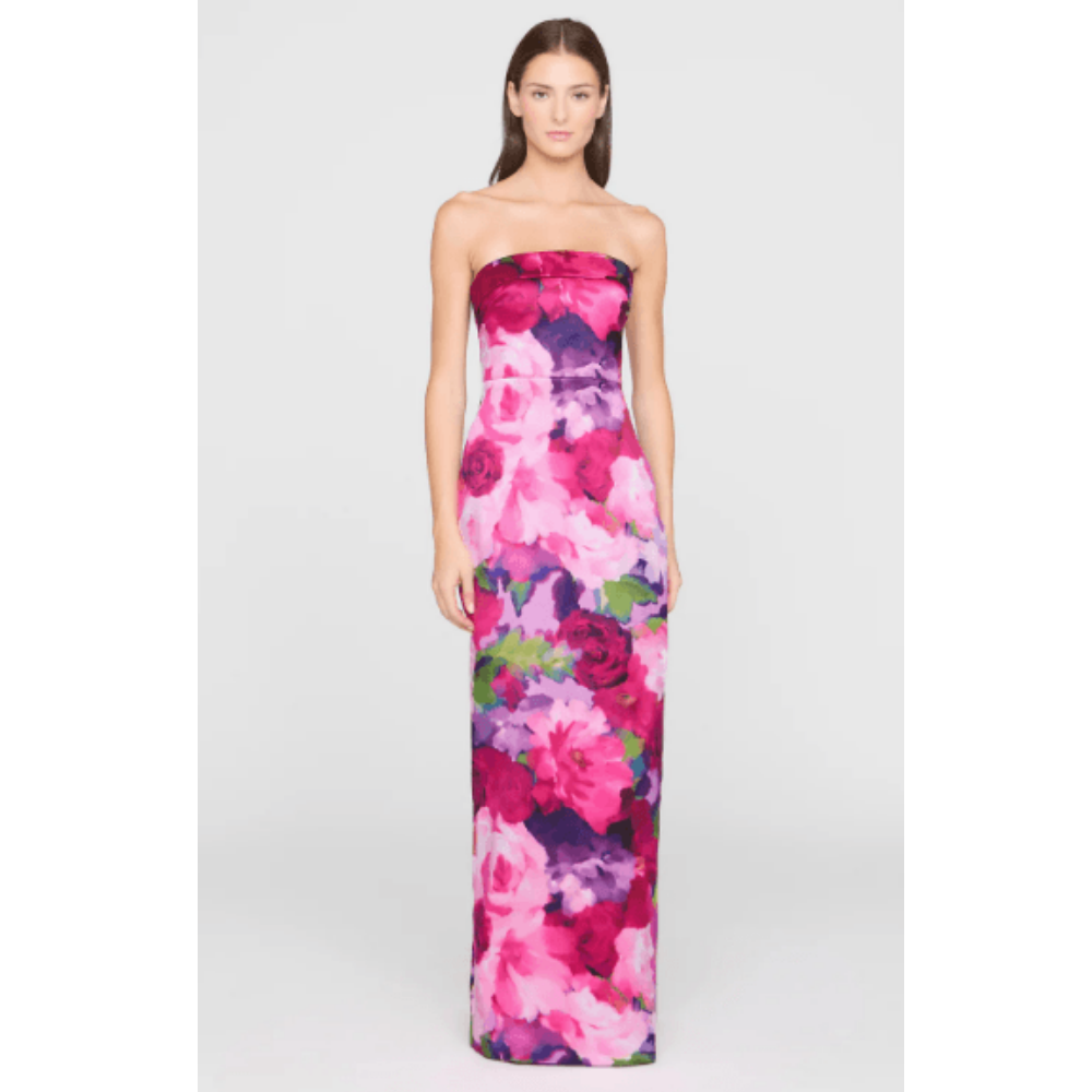 Theia Cleo Luminous Bouquet Strapless Column Gown at Helen Ainson
