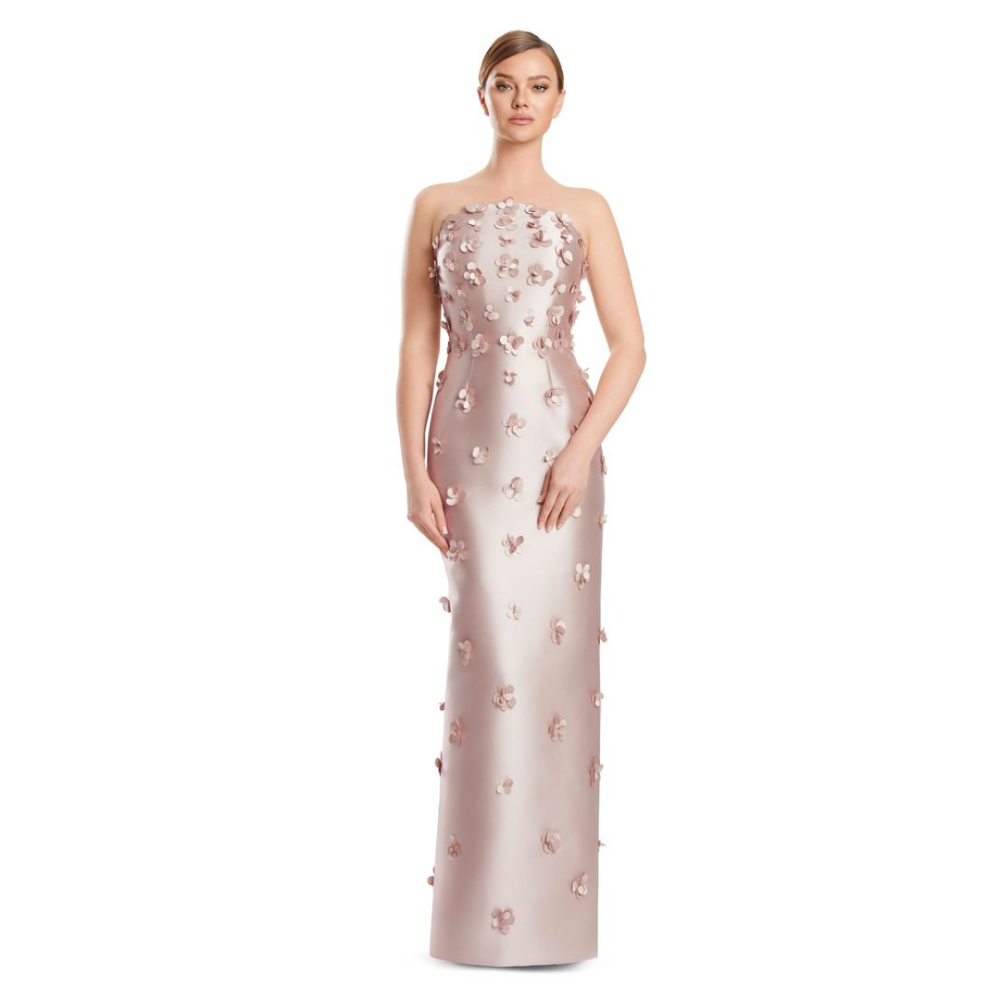 Alexander by Daymor Applique Gown with Detachable Off-Shoulder Sleeves at Helen Ainson