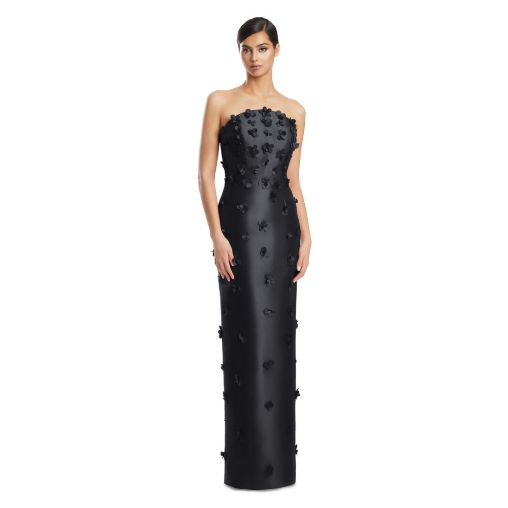 Alexander by Daymor Applique Gown with Detachable Off-Shoulder Sleeves at Helen Ainson