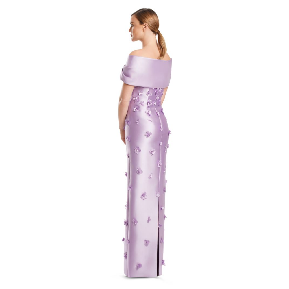 Alexander by Daymor Applique Gown with Detachable Off-Shoulder Sleeves at Helen Ainson