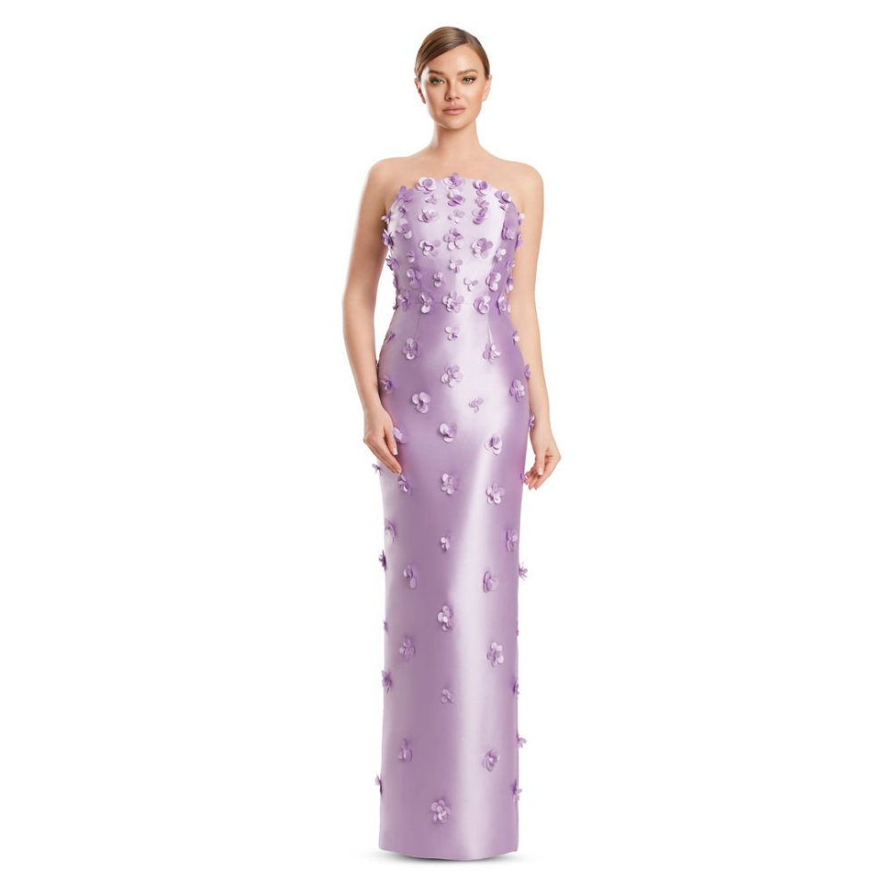 Alexander by Daymor Applique Gown with Detachable Off-Shoulder Sleeves at Helen Ainson