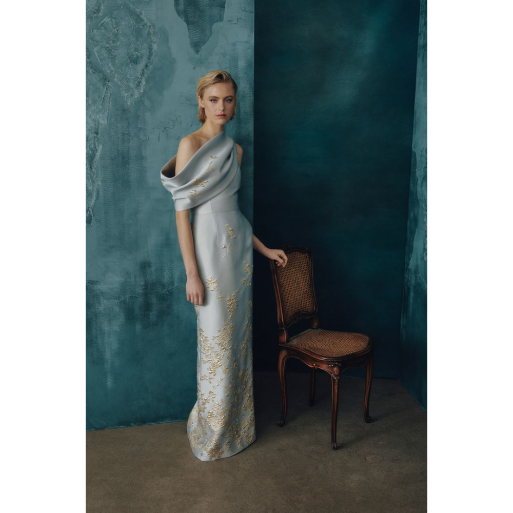 Frascara Style 5146 One-Shoulder Column Gown at Helen Ainson