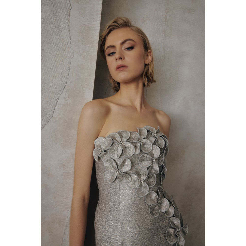 Frascara Style 5132 Strapless 3D Floral Gown at Helen Ainson