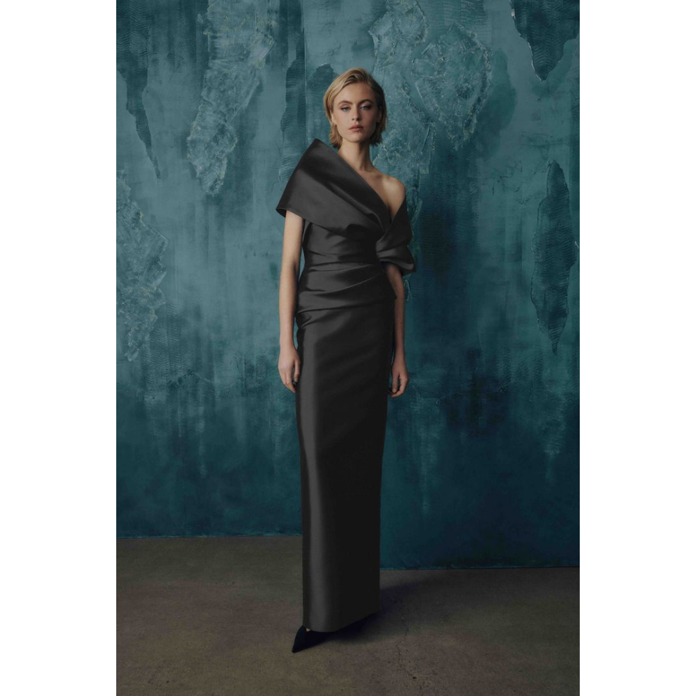 Frascara Style 5112 Strapless Gown with Peplum and Detachable Wrap at Helen Ainson
