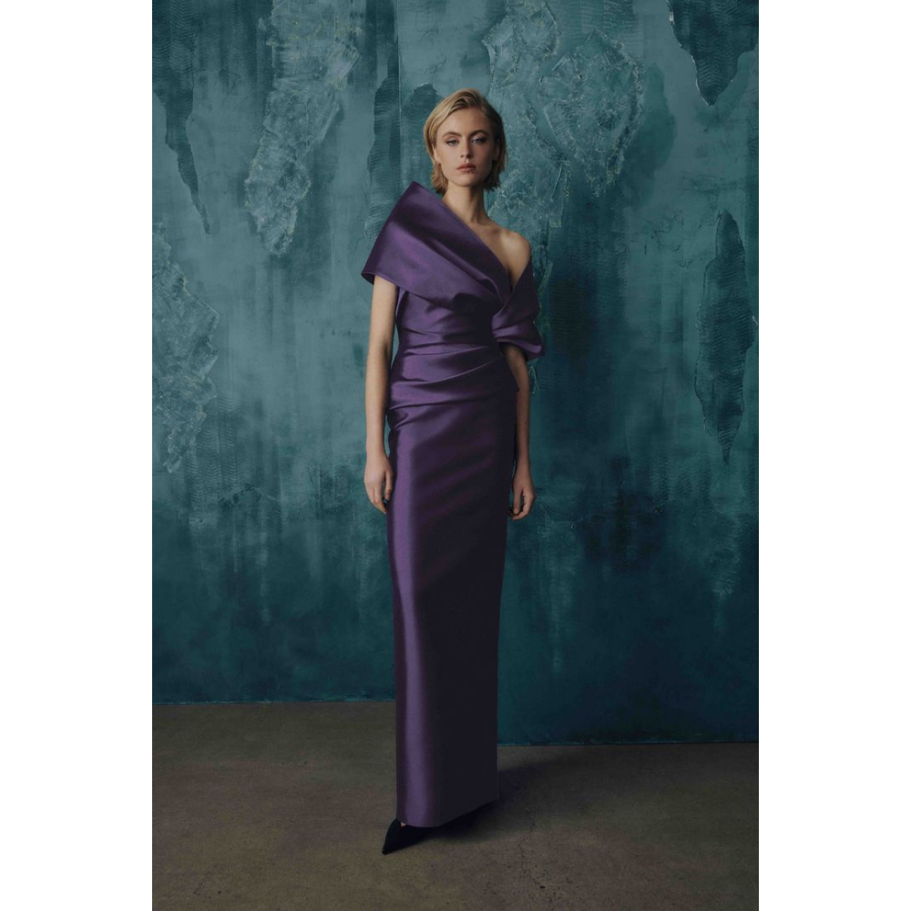 Frascara Style 5112 Strapless Gown with Peplum and Detachable Wrap at Helen Ainson