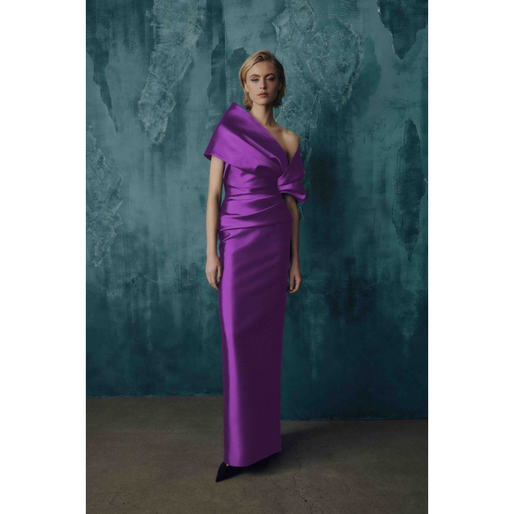 Frascara Style 5112 Strapless Gown with Peplum and Detachable Wrap at Helen Ainson