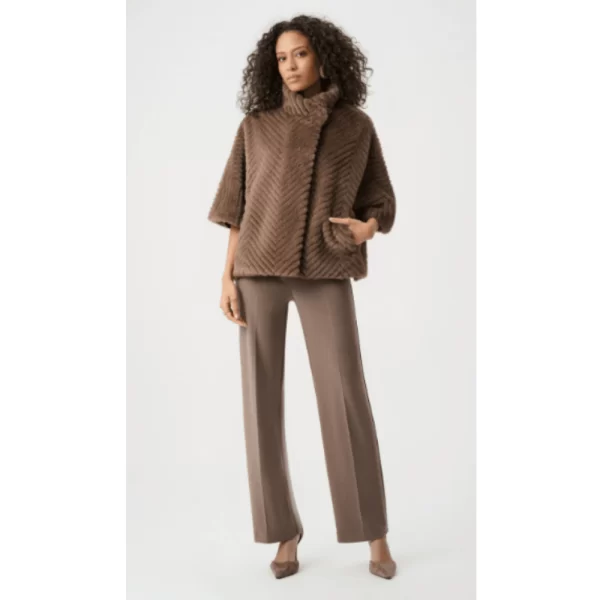 Joseph Ribkoff Chevron Faux Fur Cape-Style Jacket - Helen Ainson