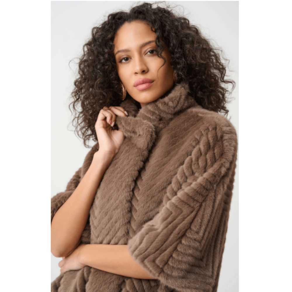Joseph Ribkoff Chevron Faux Fur Cape-Style Jacket at Helen Ainson