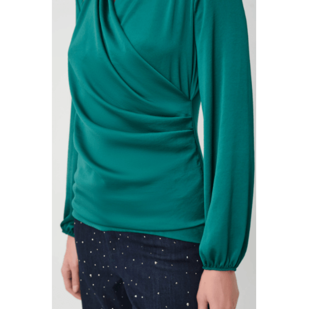 Joseph Ribkoff Recycled Satin Faux-Wrap Top at Helen Ainson