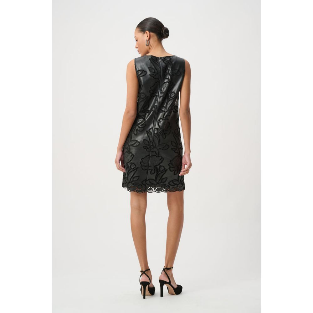 Joseph Ribkoff Faux Leather Embroidered Dress at Helen Ainson