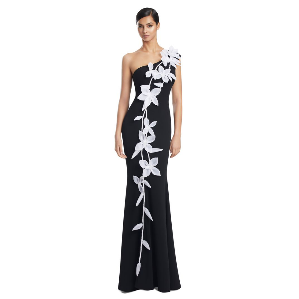 Alexander by Daymor 3208 One-Shoulder Floral Evening Gown at Helen Ainson