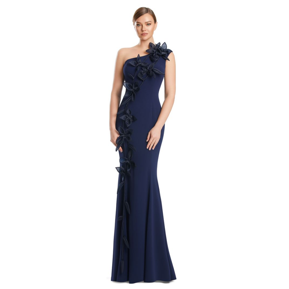 Alexander by Daymor 3208 One-Shoulder Floral Evening Gown at Helen Ainson