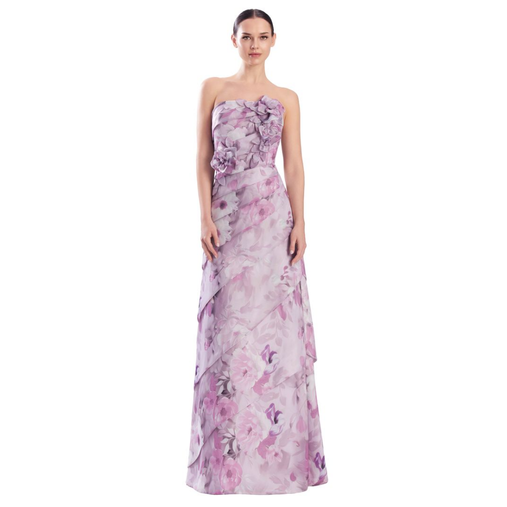 Alexander by Daymor 3303 Strapless Floral Tiered Evening Gown at Helen Ainson