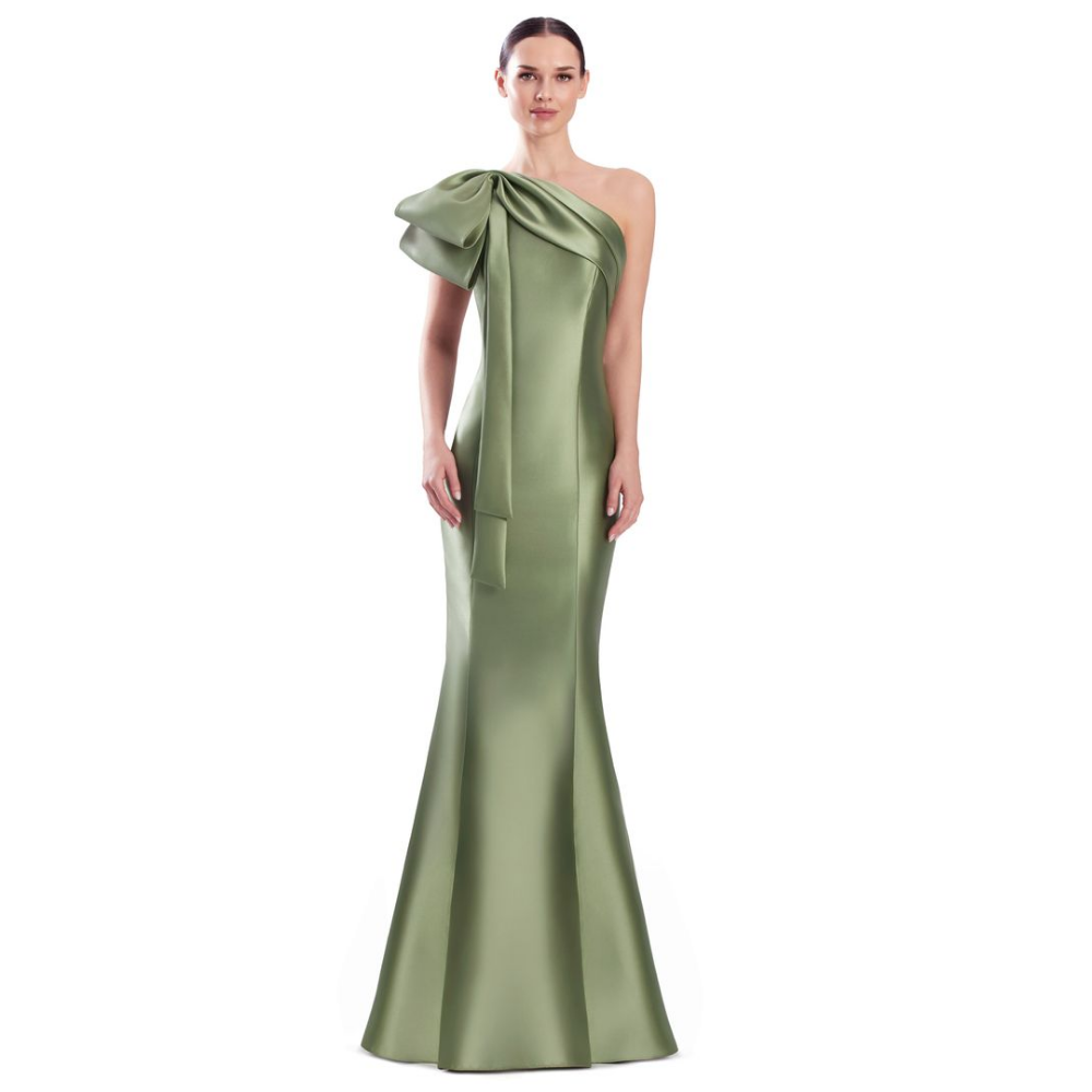 Alexander by Daymor 3340 One-Shoulder Mikado Gown with Dramatic Bow Accent at Helen Ainson