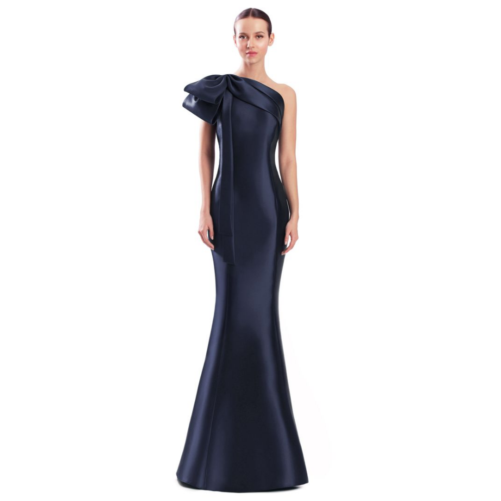 Alexander by Daymor 3340 One-Shoulder Mikado Gown with Dramatic Bow Accent at Helen Ainson