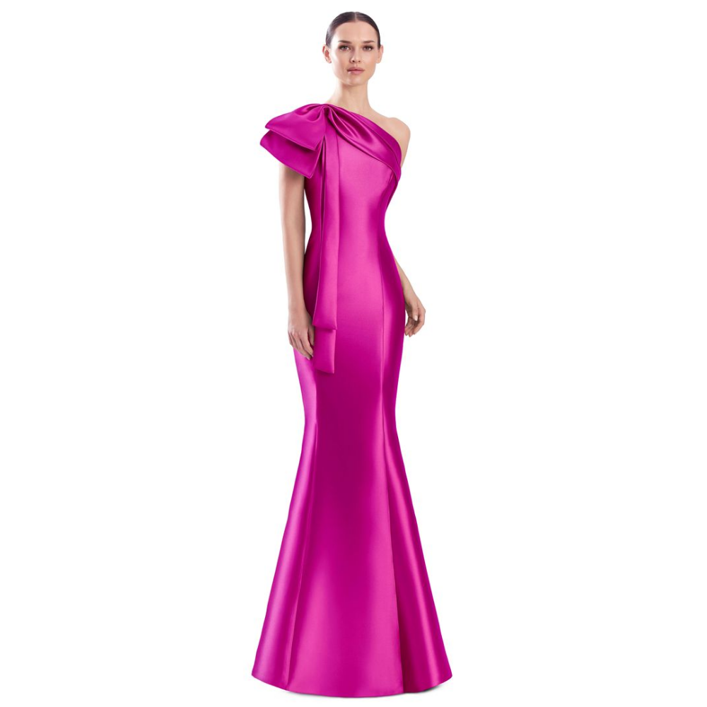 Alexander by Daymor 3340 One-Shoulder Mikado Gown with Dramatic Bow Accent at Helen Ainson