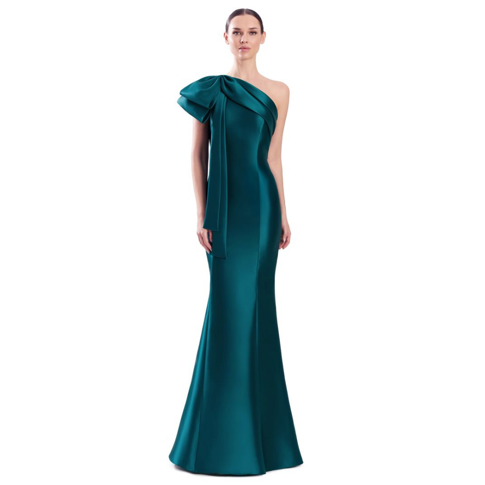 Alexander by Daymor 3340 One-Shoulder Mikado Gown with Dramatic Bow Accent at Helen Ainson