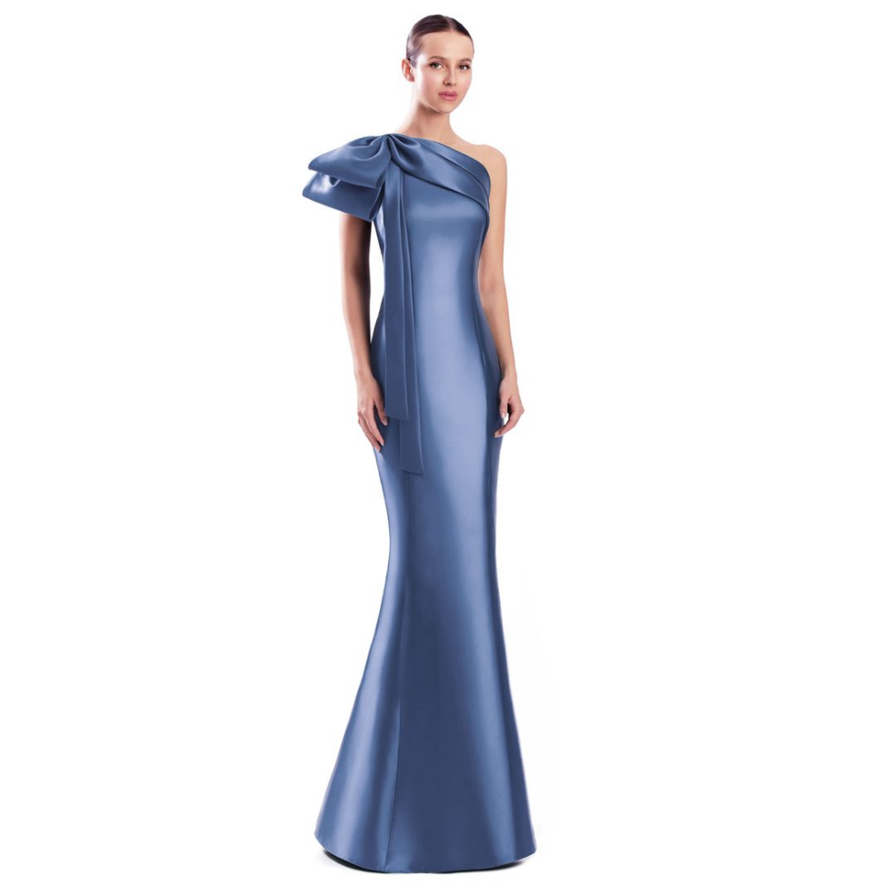 Alexander by Daymor 3340 One-Shoulder Mikado Gown with Dramatic Bow Accent at Helen Ainson