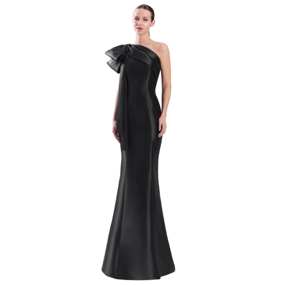 Alexander by Daymor 3340 One-Shoulder Mikado Gown with Dramatic Bow Accent at Helen Ainson